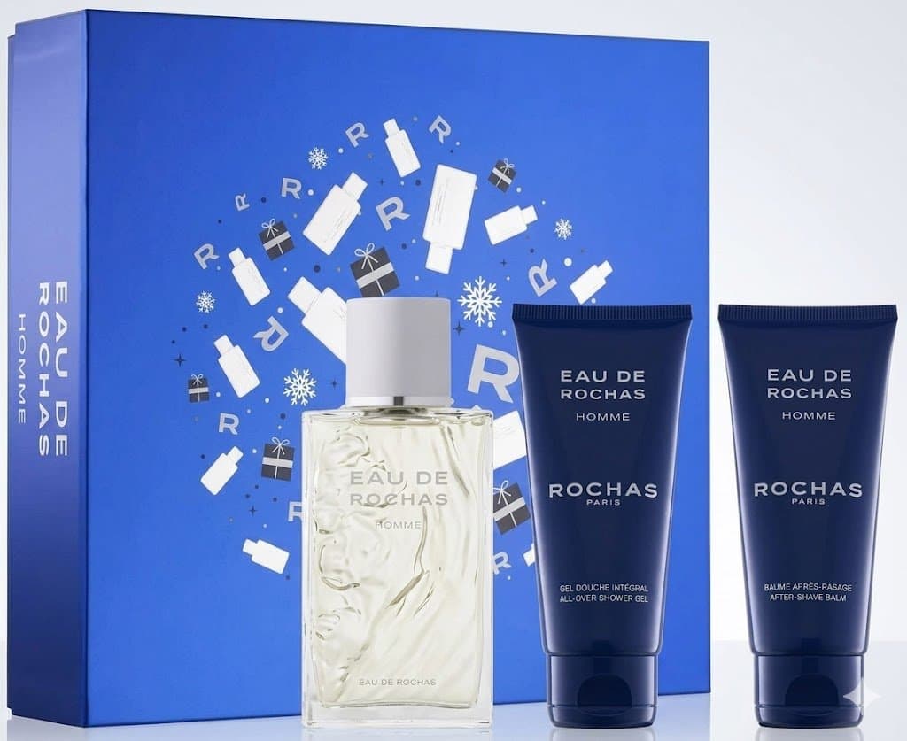 Eau De Rochas-Rochas-Homme-Coffret(3pieces)-Eau De Toilette 100ml-Baume Après Rasage 100ml-Gel Douche 100ml
