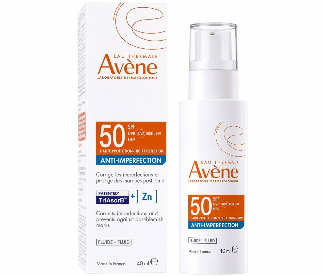 Avène-Soins solaires-Peaux sensibles FLUIDE ANTI-IMPERFECTION SPF50-40ml